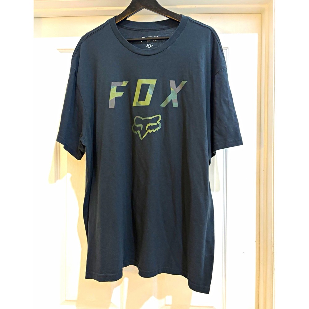 Fox Racing Black Logo Graphic Print T-Shirt Short Sleeve Crew Neck Men XXL